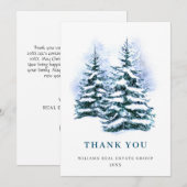 Elegant Pine Tree kerst Corporate Holiday Bedankkaart (Voorkant / Achterkant)