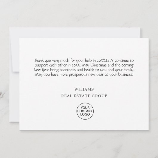 Elegant Pine Tree kerst Corporate Holiday Bedankkaart (Achterkant)