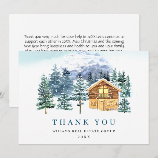 Elegant Pine Tree kerst Corporate Holiday Bedankkaart (Voorkant / Achterkant)