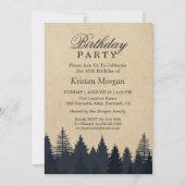 Elegant Pine Tree Kraft Birthday Party Invitation Kaart (Voorkant)