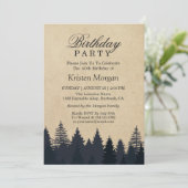 Elegant Pine Tree Kraft Birthday Party Invitation Kaart (Staand voorkant)