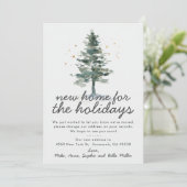 Elegant Pine Tree New Home voor de Feestdagen die  Aankondiging (Staand voorkant)