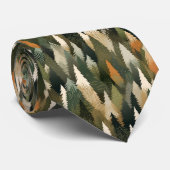 Elegant Pine Tree Pattern | Rustic Forest Stropdas (Opgerold)