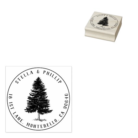 Elegant Pine Tree  retouradres Rubberstempel (Gestempeld)