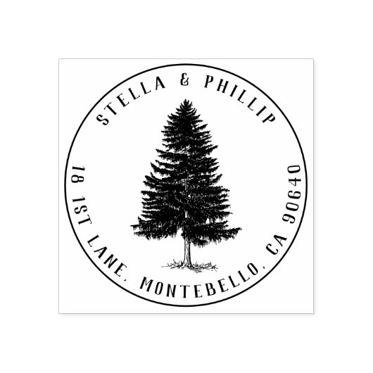 Elegant Pine Tree  retouradres Rubberstempel (Afrduk)