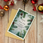 Elegant Pine Trees & Cones Christmas Kaart