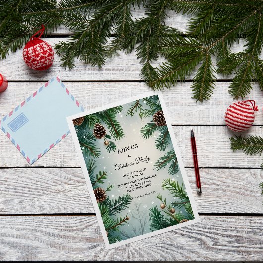 Elegant Pine Trees & Cones Christmas Kaart