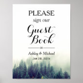 Elegant Pine Trees Forest Wedding Guestbook Sign Poster (Voorkant)