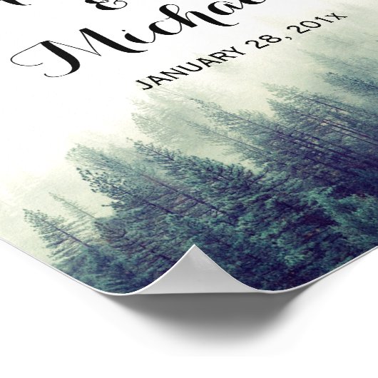 Elegant Pine Trees Forest Winter Wedding Sign Poster (Hoek)