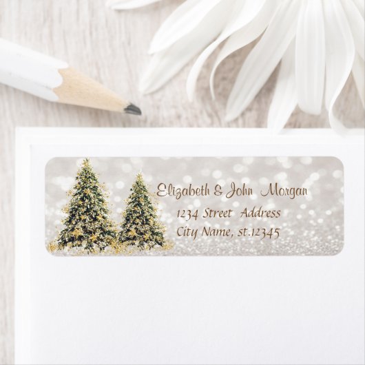 Elegant, Pine Trees, Glittery Bokeh Etiket (Insitu)