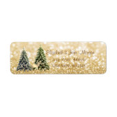 Elegant,Pine Trees,Gold Deer,Glittery Bokeh Etiket (Voorkant)