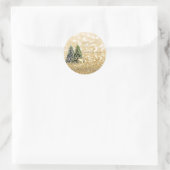Elegant,Pine Trees,Gold Deer,Glittery Bokeh Ronde Sticker (Tas)