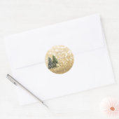 Elegant,Pine Trees,Gold Deer,Glittery Bokeh Ronde Sticker (Envelop)