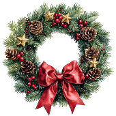 Elegant pine wreath Christmas gift bag watercolor Medium Cadeauzakje