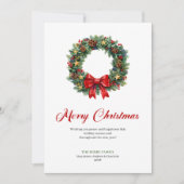 Elegant Pine Wreath Christmas Greeting Printable Feestdagenkaart (Voorkant)
