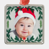 Elegant Pine Wreath Framed Photo Ornament Keepomwi (Voorkant)