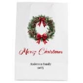 Elegant pine wreath gift bag for holiday season  medium cadeauzakje (Achterkant)