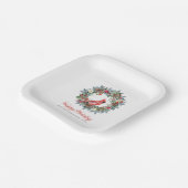 Elegant Pine Wreath Red Kardinaal Kerstfeest P Papieren Bordje (Gebogen)