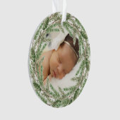 Elegant Pine WreatPhoto Babys First Kerstmis Ornament (voorkant)