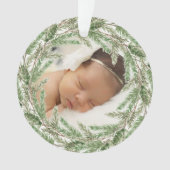 Elegant Pine WreatPhoto Babys First Kerstmis Ornament (voorkant)