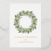 Elegant Pine Wreats Simple Kerstmis Folie Feestdagenkaart (Voorkant)