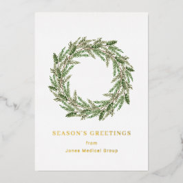 Elegant Pine Wreats Simple Kerstmis Folie Feestdagenkaart