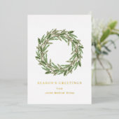 Elegant Pine Wreats Simple Kerstmis Folie Feestdagenkaart (Staand Voorkant)