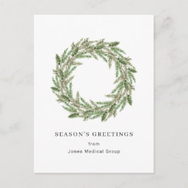 Elegant Pine WreatSimple Corporate Kerstmis Feestdagenkaart