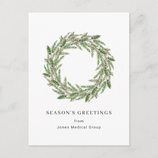 Elegant Pine WreatSimple Corporate Kerstmis Feestdagenkaart (Voorkant)