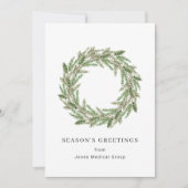 Elegant Pine WreatSimple Corporate Kerstmis Feestdagenkaart (Voorkant)