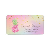 Elegant Pineappel Confetti Holographic Etiket (Voorkant)