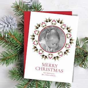 Elegant Pinecone Holly Mandala Greenery 1 foto Feestdagenkaart