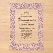 Elegant Pink 15th Birthday Quinceanera Acryl Uitnodigingen (Voorkant)