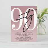 Elegant Pink 90th Birthday Party Kaart (Staand voorkant)
