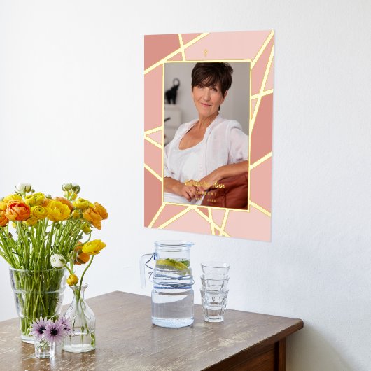 Elegant Pink Abstract Foto Memorial Funeral Folie Afdrukken (Laag (Keuken))