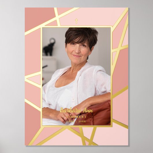 Elegant Pink Abstract Foto Memorial Funeral Folie Afdrukken (Voorkant)