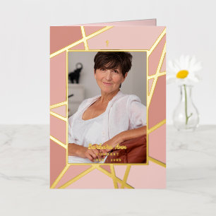 Elegant Pink Abstract Foto Memorial Funeral Folie Feestdagenkaart