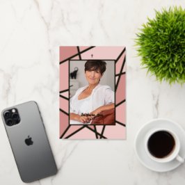 Elegant Pink Abstract Foto Memorial Funeral Folie Feestdagenkaart