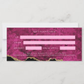 Elegant Pink Agate Gift Certificate Gift Card (Achterkant)