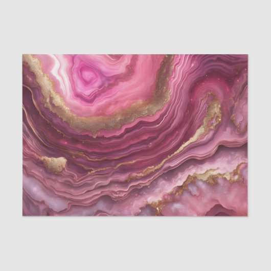 Elegant Pink Agate Marble Gold Glitter Geode Tissuepapier (Voorkant)