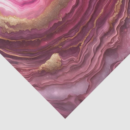 Elegant Pink Agate Marble Gold Glitter Geode Tissuepapier (Detail)