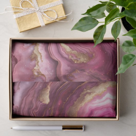 Elegant Pink Agate Marble Gold Glitter Geode Tissuepapier (Geschenk)