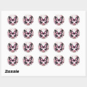 Elegant Pink and Black Butterfly with Heart Art Ronde Sticker (Vel)