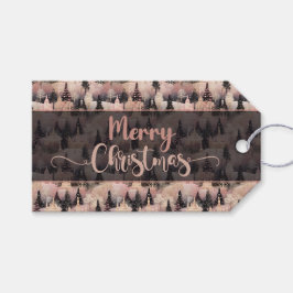 Elegant Pink and Black Christmas Village Cadeaulabel