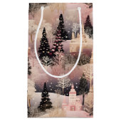 Elegant Pink and Black Christmas Village Klein Cadeauzakje (Voorkant)