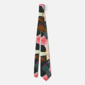 Elegant Pink and Black Floral Pattern Tie Stropdas (Achterkant)