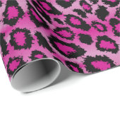 Elegant Pink and Black Leopard Print Cadeaupapier (Rol Hoek)