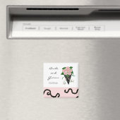 Elegant Pink and Black Wedding Bouquet Magneet (Insitu (Vaatwasser))