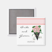 Elegant Pink and Black Wedding Bouquet Magneet (Voorkant / Achterkant)