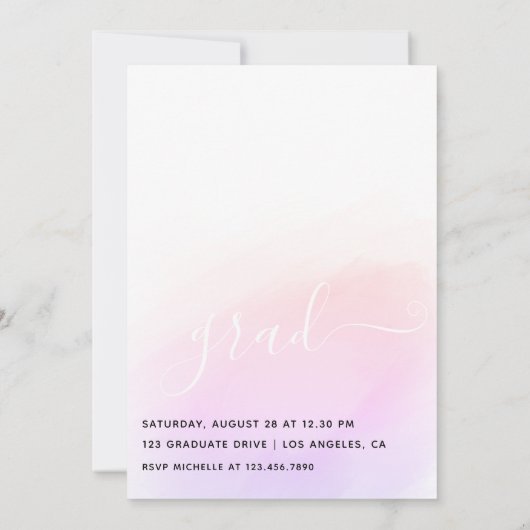 Elegant Pink and Brown Girl Graduation Party Invit Kaart (Achterkant)